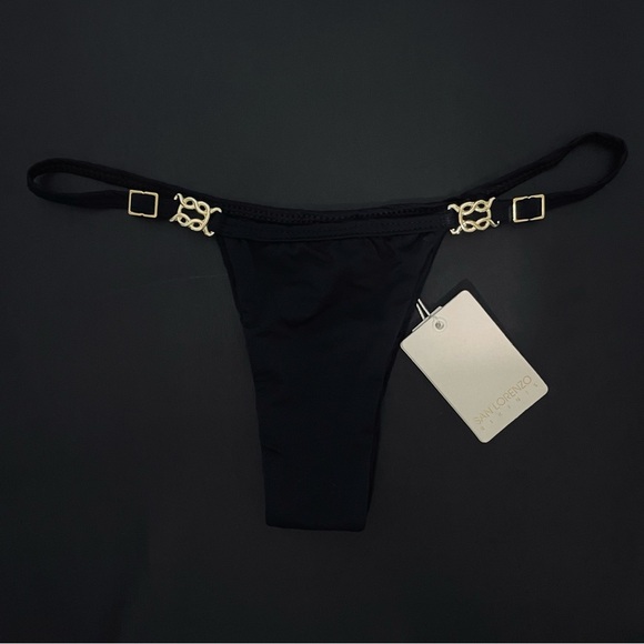San Lorenzo Black Bikini Bottom with Gold Details - Picture 1 of 10